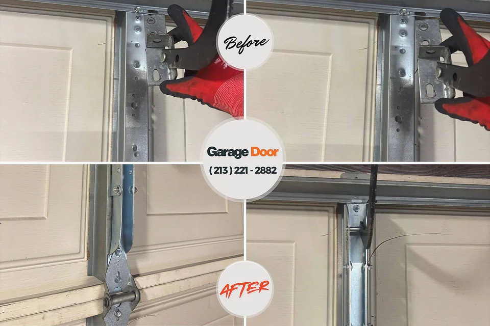 Before and after: garage door repair Lansing, KS